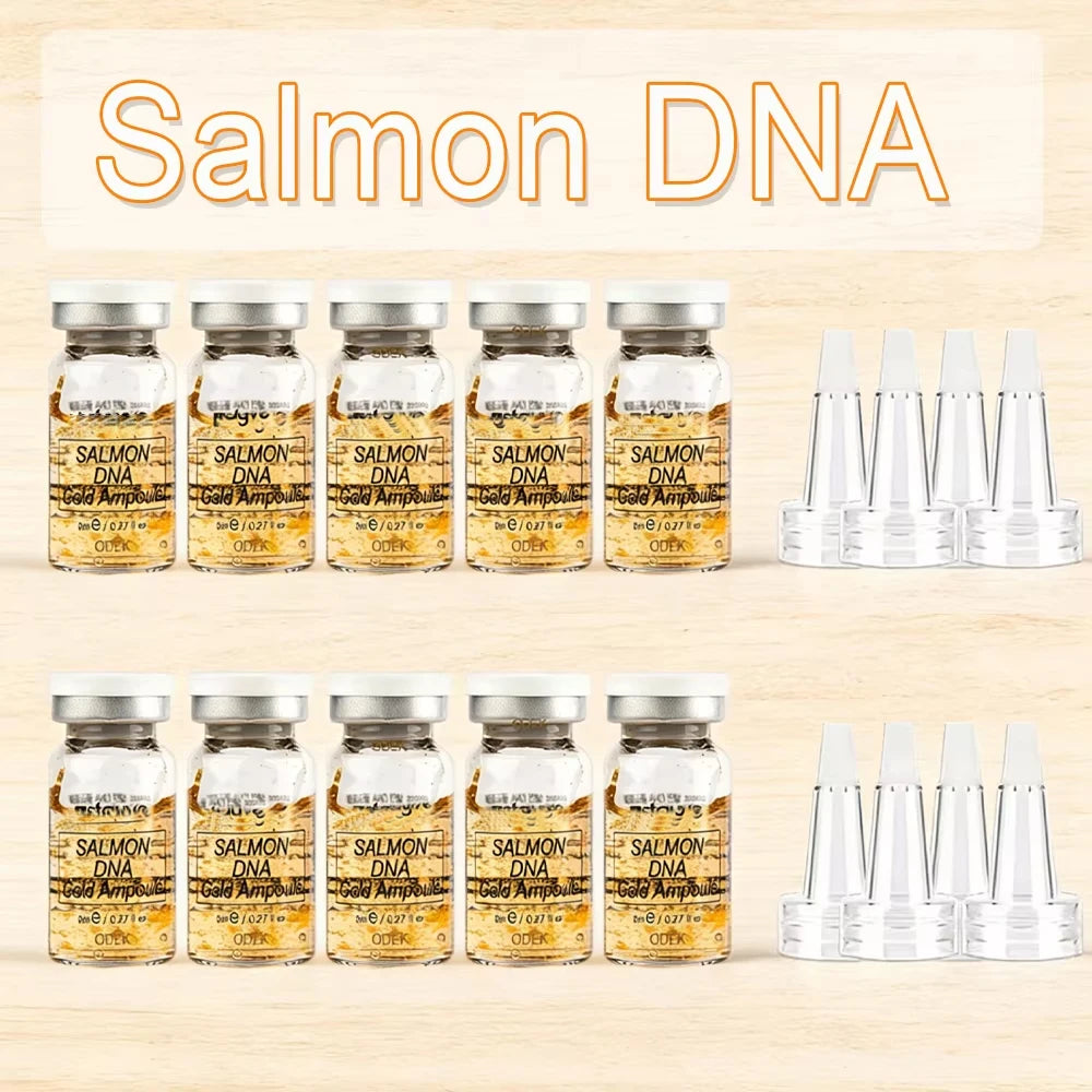 8ml Salmon DNA Gold Ampoule Skin Booster Serum Kit Natural Brightening Whitening Moisturizing Face Skin Care