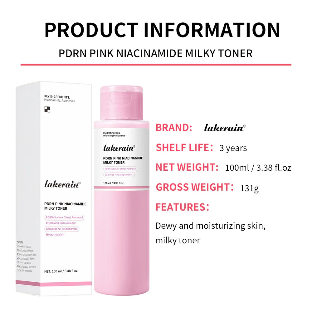 PDRN Pink Niacinamide Milky Toner for Hydrating, Moisturizing, Soothing, Ceramide, Peptide, Glass Glow Skin, Korean Skincare