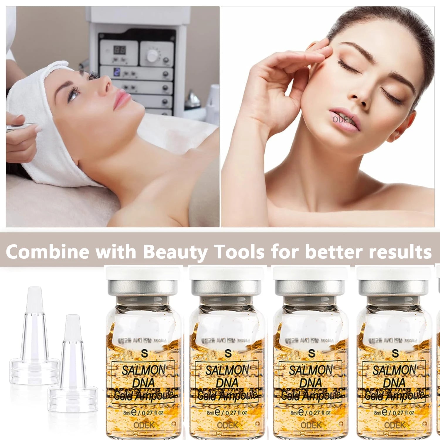 8ml Salmon DNA Gold Ampoule Skin Booster Serum Kit Natural Brightening Whitening Moisturizing Face Skin Care