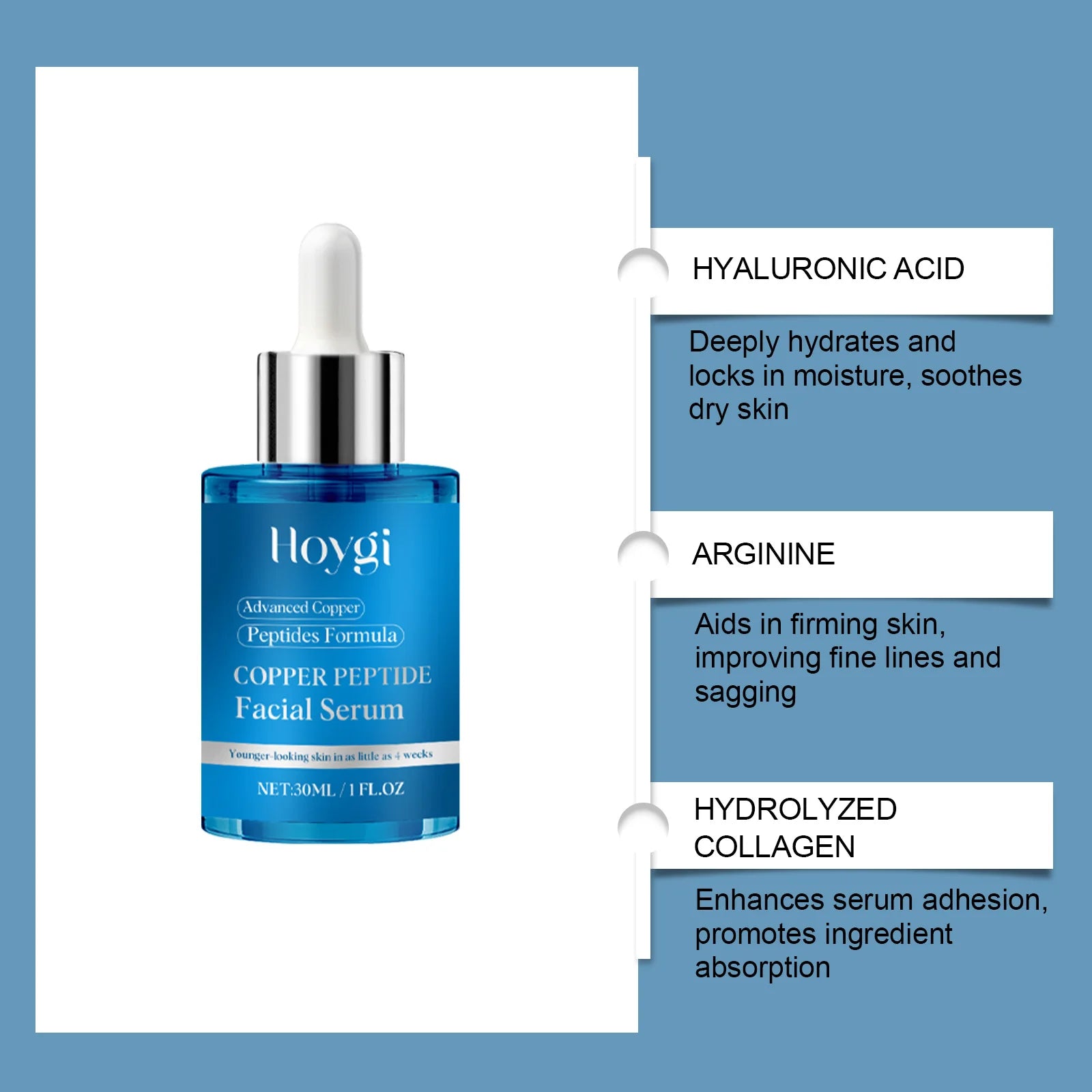 Copper Peptide Facial Serum Hydrating Repairing Moisturizing Fading Fine Lines Repair Essence Firming Dry Korean Skin Care