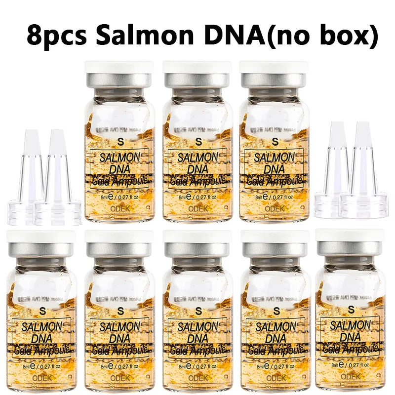 8ml Salmon DNA Gold Ampoule Skin Booster Serum Kit Natural Brightening Whitening Moisturizing Face Skin Care