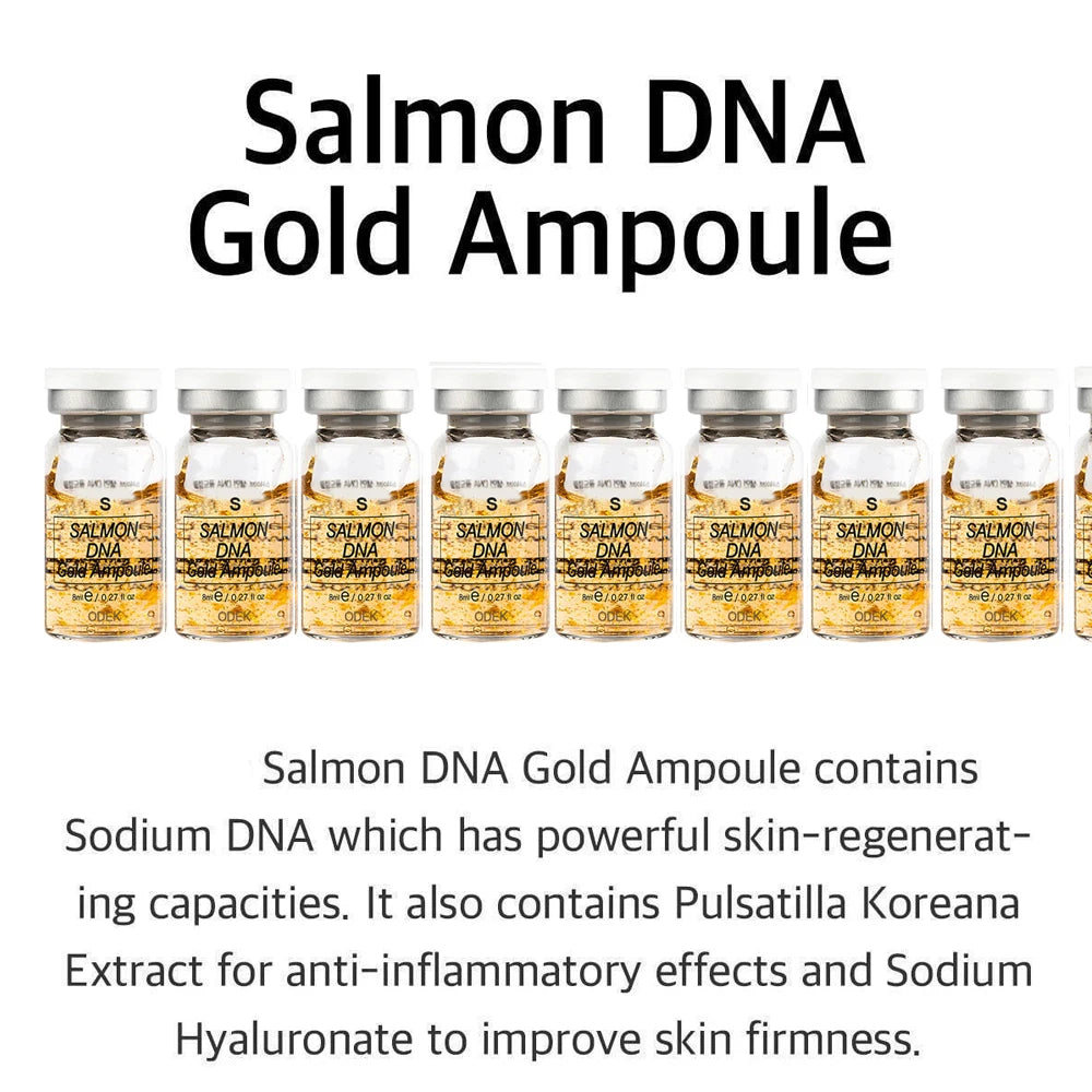 8ml Salmon DNA Gold Ampoule Skin Booster Serum Kit Natural Brightening Whitening Moisturizing Face Skin Care