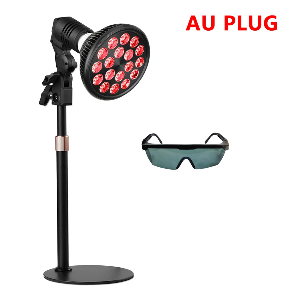 E27 Red&Near Infrared Light Therapy Lamp-LED for Face Body Treatment Pain Relief ,Adjustable Stand,18 LEDs 660nm&850nm Combo