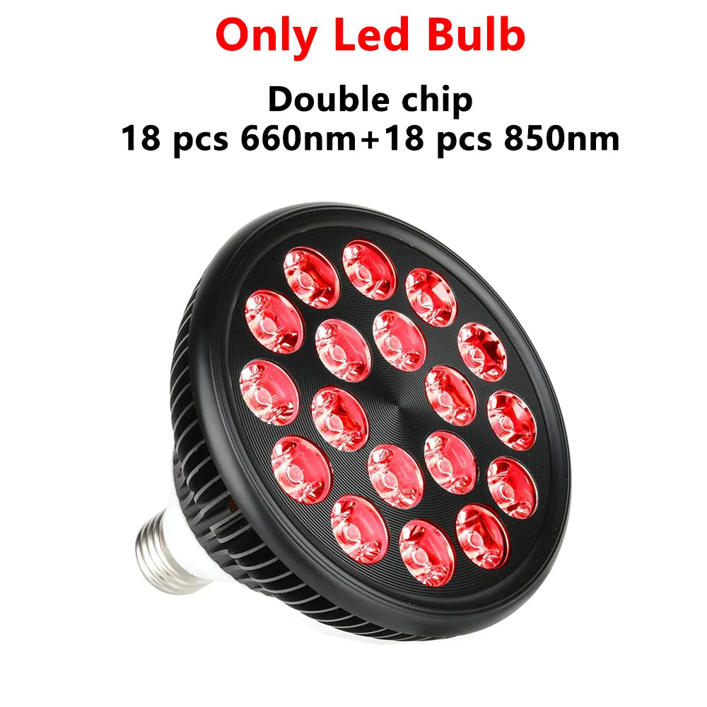 E27 Red&Near Infrared Light Therapy Lamp-LED for Face Body Treatment Pain Relief ,Adjustable Stand,18 LEDs 660nm&850nm Combo