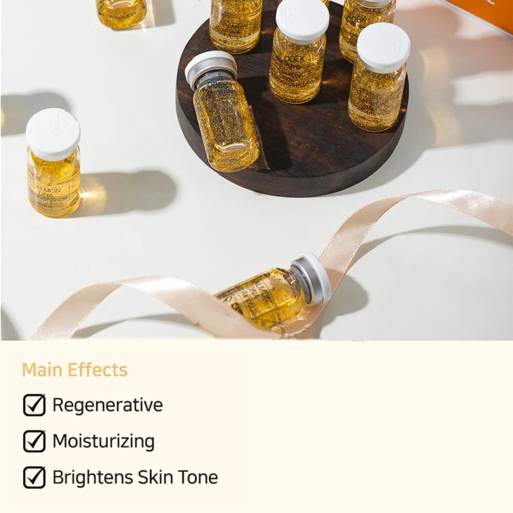 8ml Salmon DNA Gold Ampoule Skin Booster Serum Kit Natural Brightening Whitening Moisturizing Face Skin Care