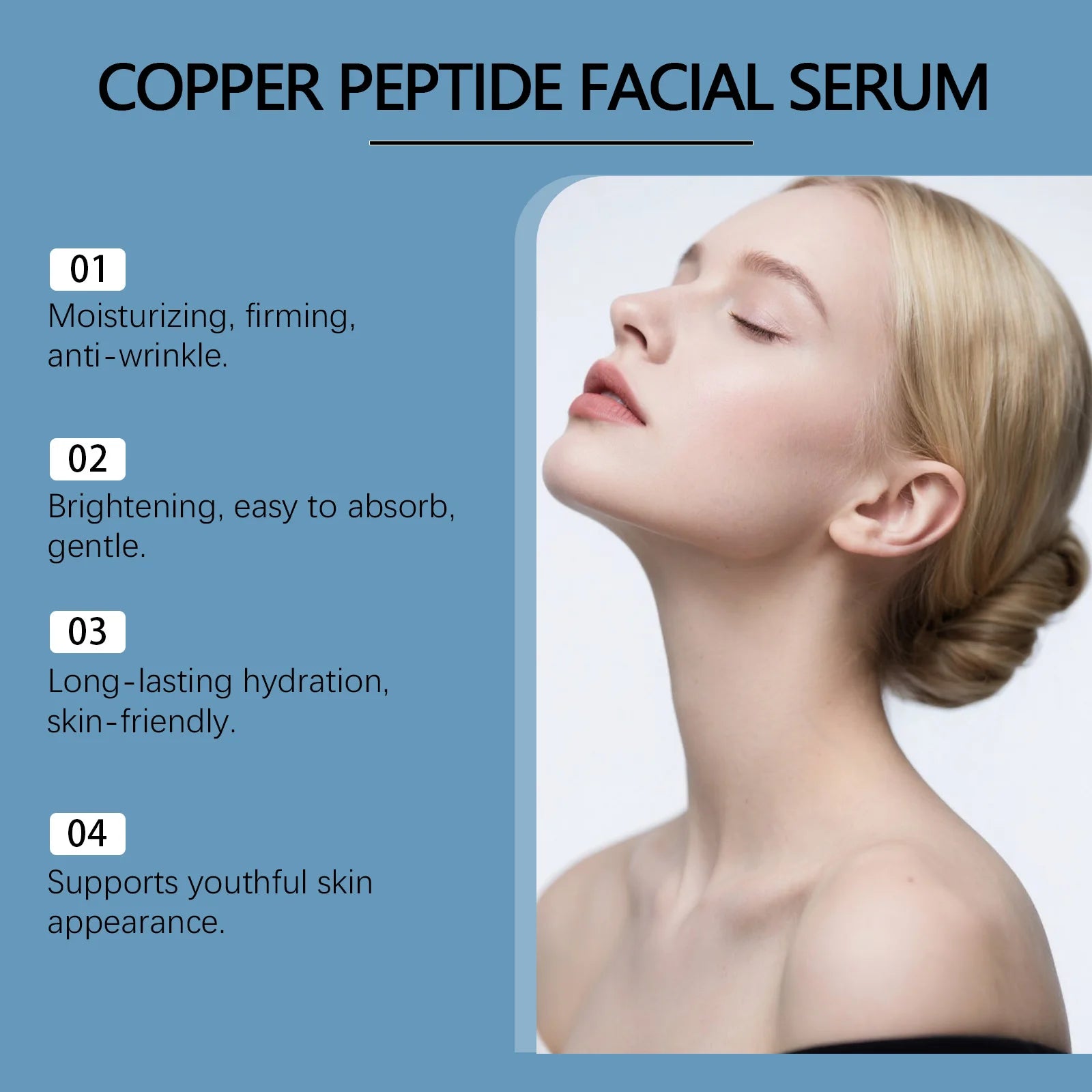 Copper Peptide Facial Serum Hydrating Repairing Moisturizing Fading Fine Lines Repair Essence Firming Dry Korean Skin Care